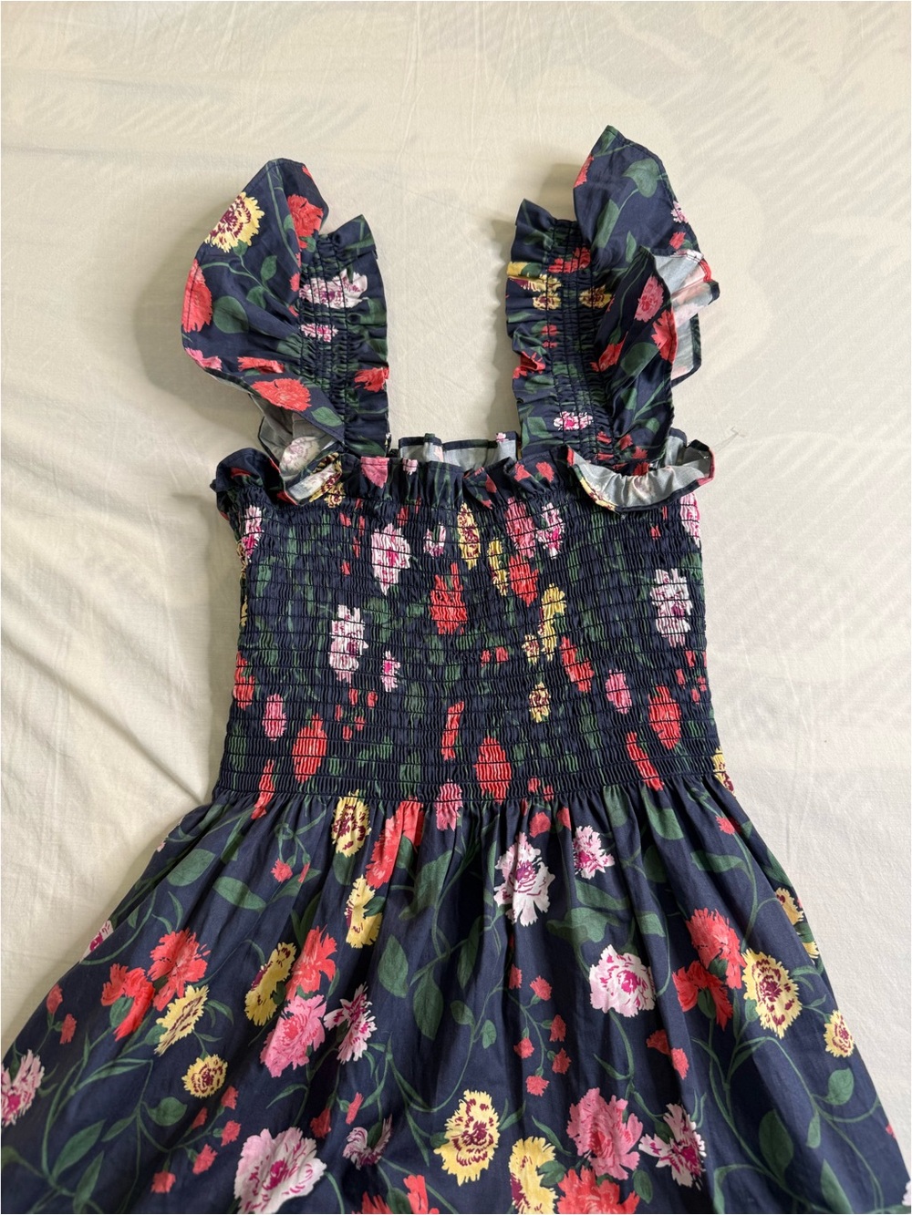 Floral Square-Neck Midi Dress in Navy - Picture 4 of 6